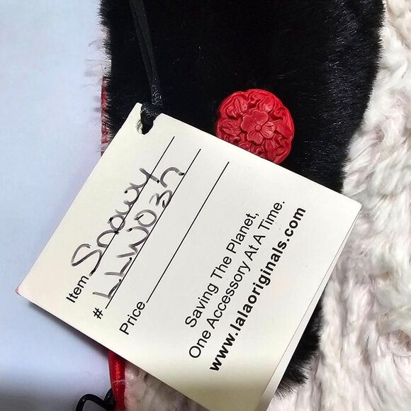 Faux Fur Cape Jacket Coat Vintage Lala Original White Black Red Recycled Cruella - Picture 5 of 8